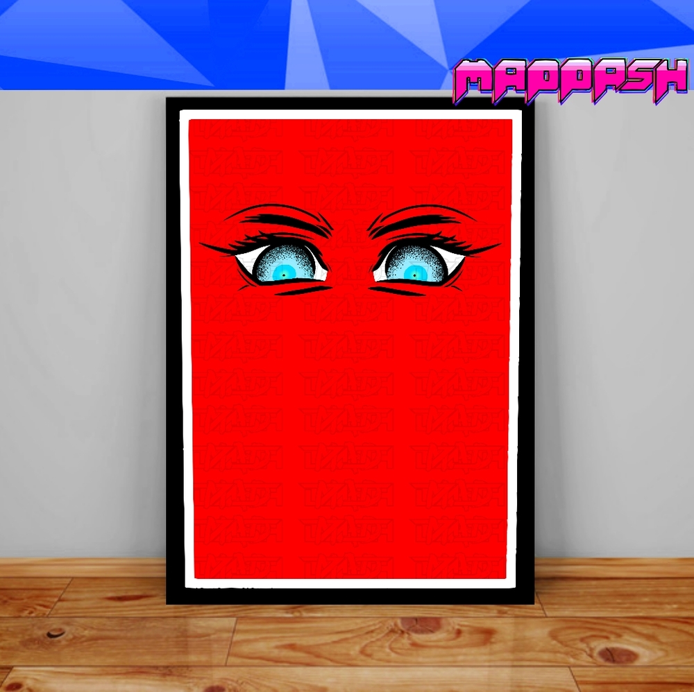 Kawaii Anime Eyes Cute Angry Hypebeast Poster Nursery Decor